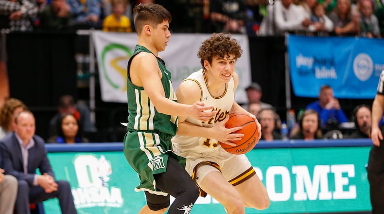 The Alter boys basketball team lost at 72-47 decision to Akron St. Vincent-St. Mary in a Division II state semifinal at UD Arena on Friday, March 18, 2022. Michael Cooper/CONTRIBUTED