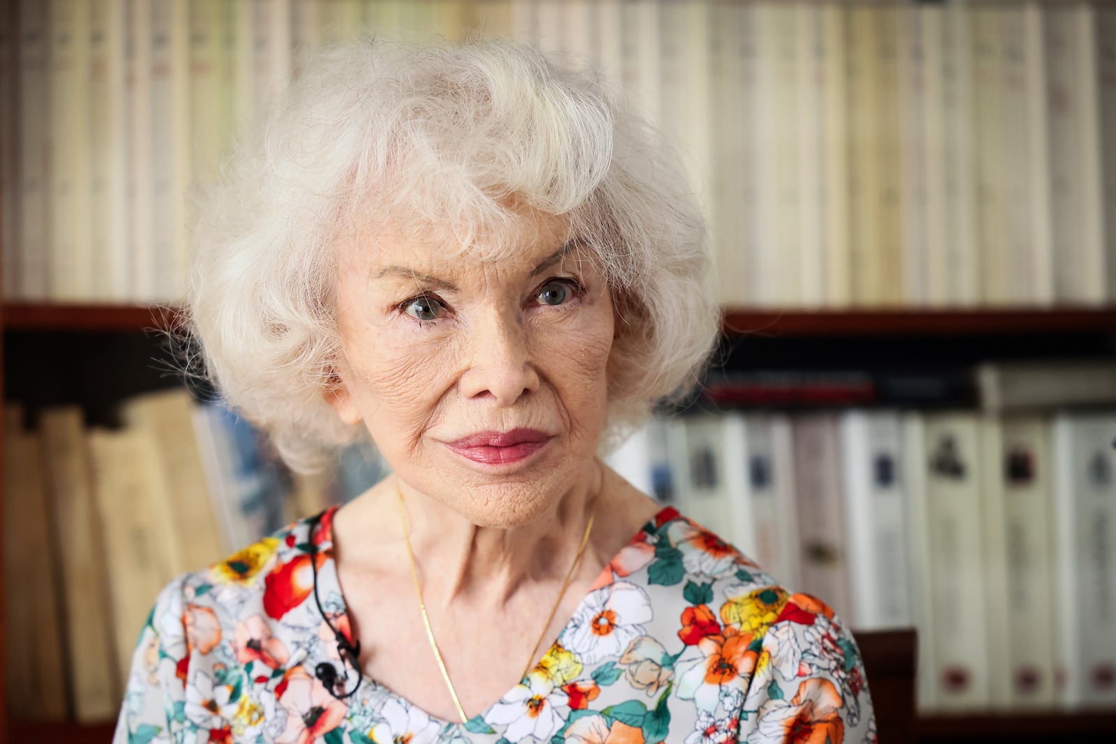 Marie-Pierre Pruvot, 89, known as Bambi, one of the first trans women in the world to become a public star, and a pioneer in global LGBTQ+ history, poses during an interview with the Associated Press, in Pantin, outside Paris, Tuesday, May 20, 2025. (AP Photo/Thomas Padilla)