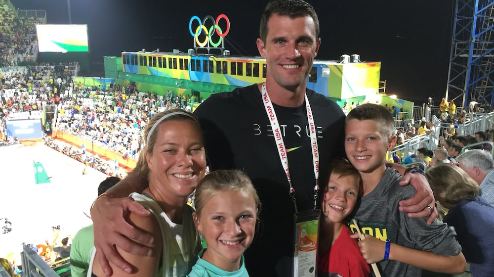 Gene Derkack who works for the U.S. Olympic Committee) with his family: wife Jenny, daughter Taylor and sons Aiden and Jordan at the summer Olympic Games in Rio de Janeiro, Brazil in 2016. CONTRIBUTED PHOTO
