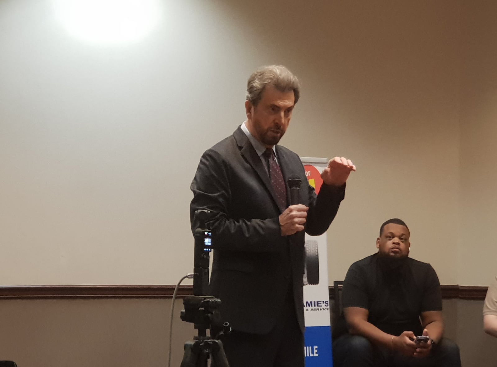 Donald Schmitt speaks about the 1947 Roswell incident during his hour-long keynote address at the UFO Conference in Fairborn.