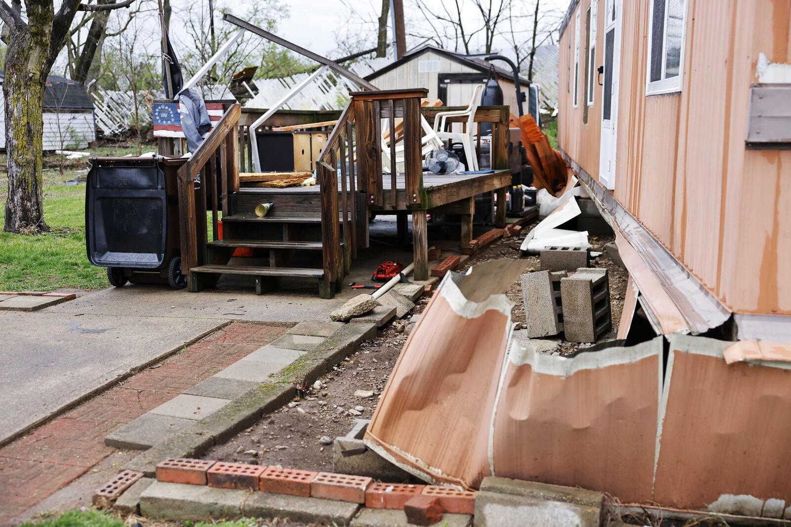 Several homes at Linda mobile home park in St. Clair Township were damaged by storms overnight. NICK GRAHAM/STAFF