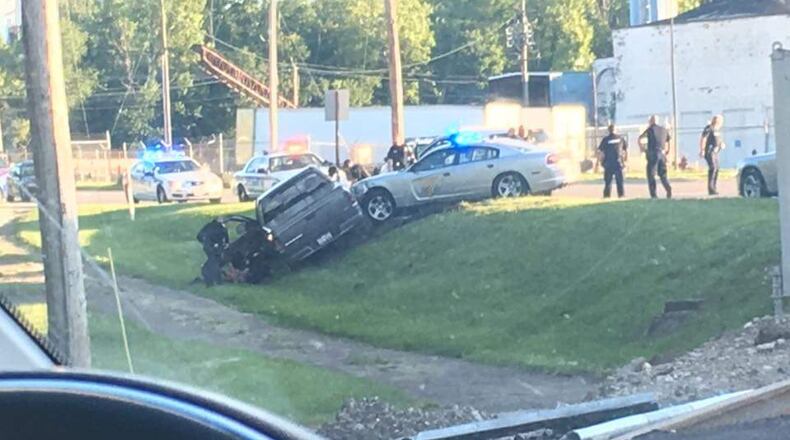 The Ohio Highway Patrol was involved in a pursuit and crash in northern Warren County on Tuesday night, June 27, 2017. (Courtesy/iWitness7)