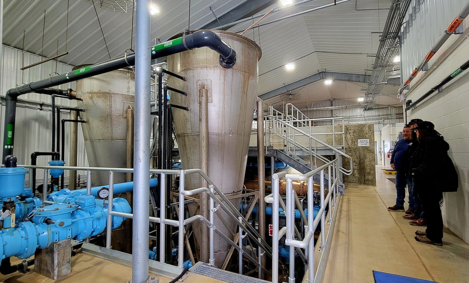 Large tanks at the Yellow Springs water treatment facility are used to filter and soften residents' drinking water using a pellet softening method. The plant was built in 2018. LONDON BISHOP/STAFF