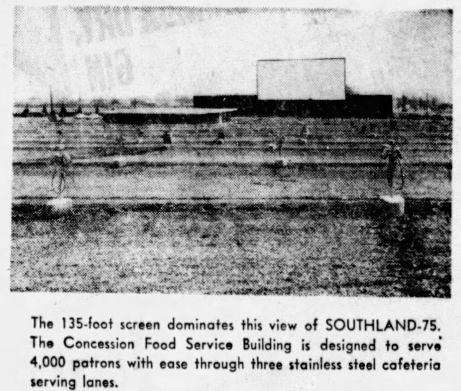 The Southland 75 drive-in movie theater opened in 1964. The screen was the largest in the state, with a viewing area of 135 by 56 feet with projection equipment for showing 35mm and 70mm films. DAYTON DAILY NEWS ARCHIVES.