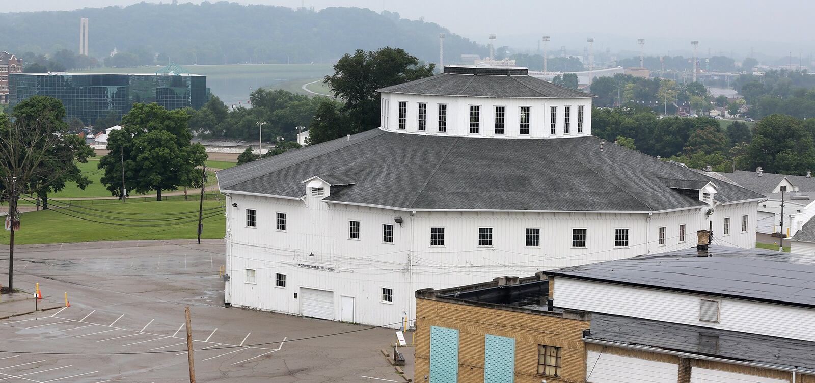 The historic roundhouse is the only structure that will be moved when the Montgomery County Fair leaves its fairgrounds site in Dayton and relocates to Brookville. Plans call for renovating the roundhouse and adding air conditioning. LISA POWELL / STAFF