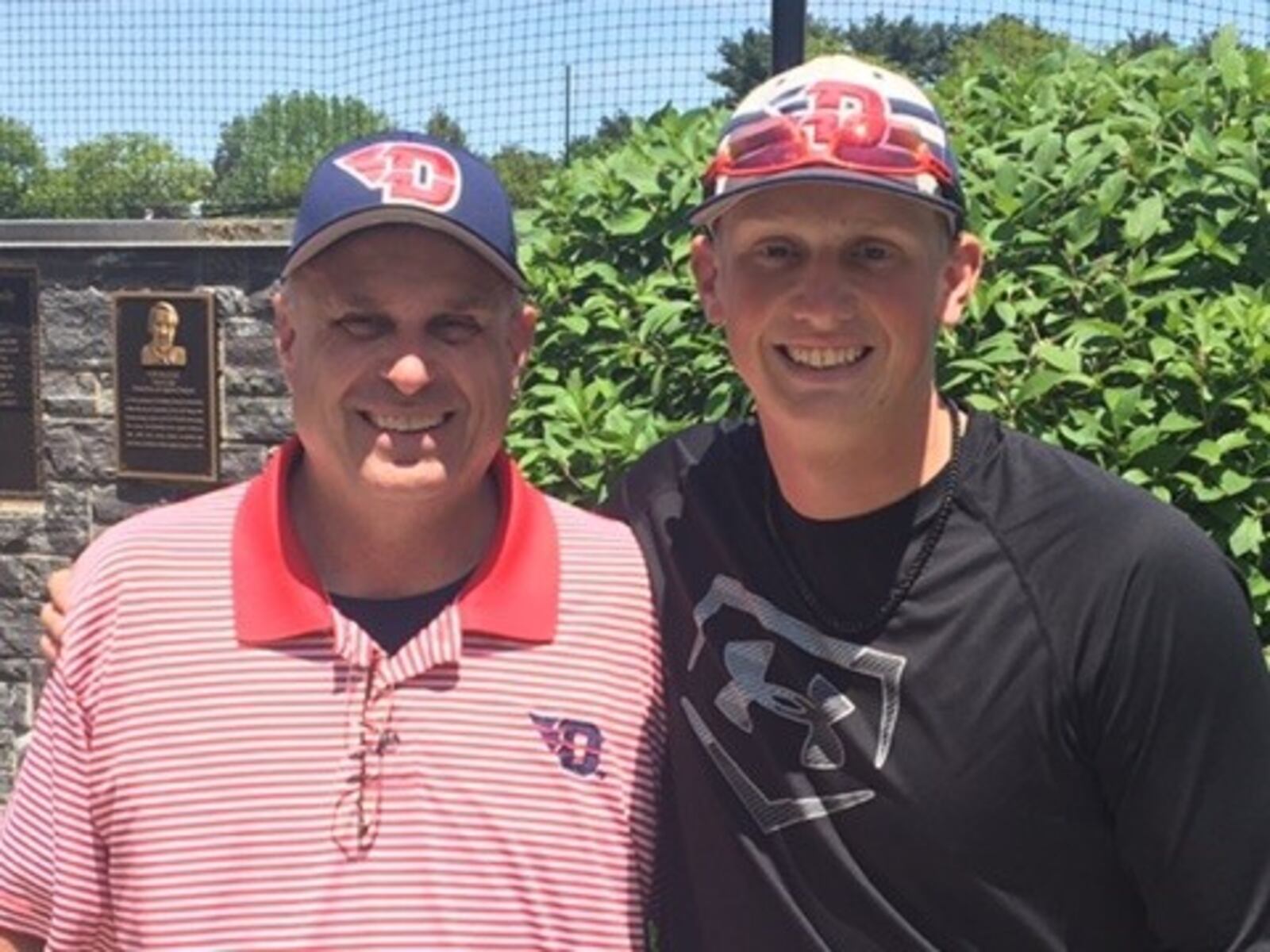 UD baseball player Tyler Jones (right) and dad, Brad Jones, government teacher at Ben Logan High and a former baseball player at Ball State University. CONTRIBUTED