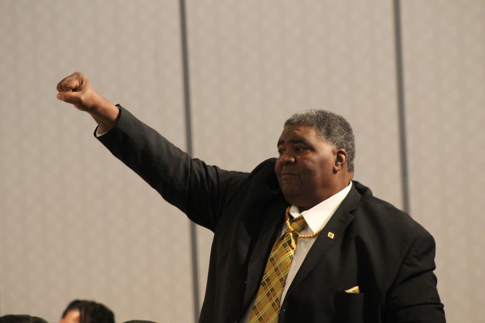 Early Lawhorn acknowledges the crowd at Friday’s CSU Athletics Hall of Fame luncheon. (Contributed by CSU)