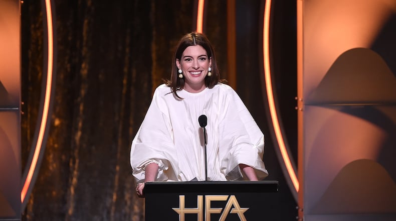 Anne Hathaway speaks onstage during the 22nd Annual Hollywood Film Awards at The Beverly Hilton Hotel on November 4, 2018 in Beverly Hills, California. (Photo by Kevin Winter/Getty Images for HFA)