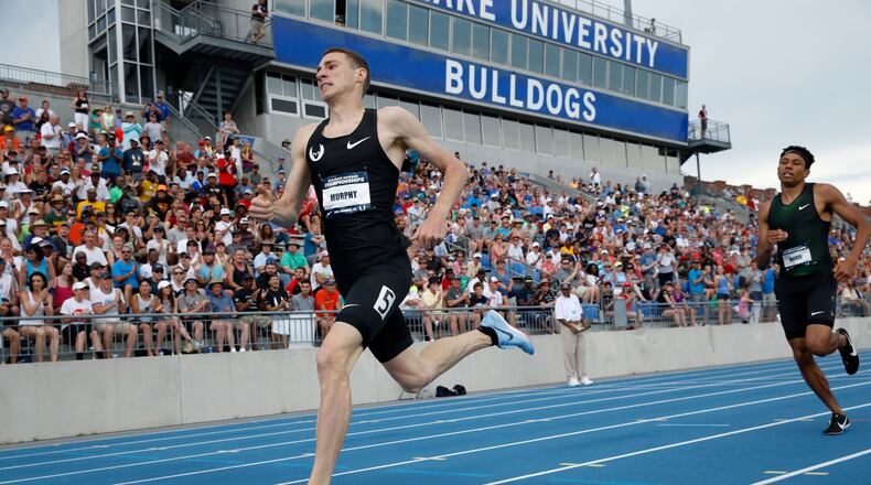 DES MOINES, IA - JUNE 24: Clayton Murphy runs to victory in the Mens 800 Meter Final during day 4 of the 2018 USATF Outdoor Championships at Drake Stadium on June 24, 2018 in Des Moines, Iowa. (Photo by Andy Lyons/Getty Images)