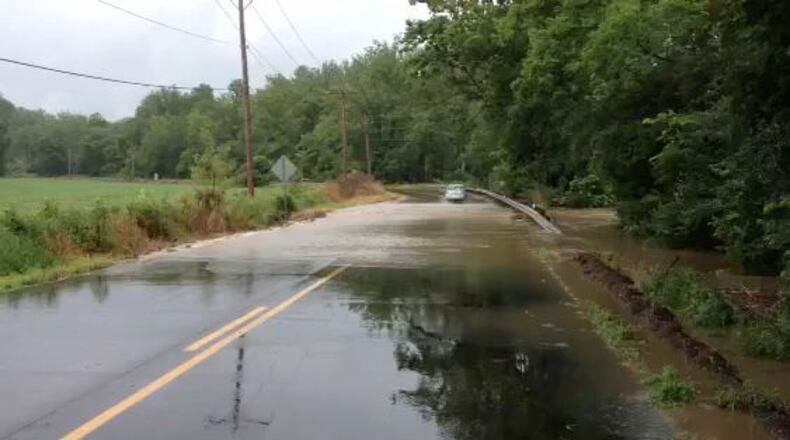 Route 725 was covered with high water east of Bellbrook.