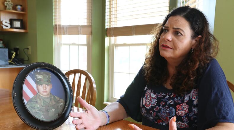 Carey Harris Stickford talks about the frustrations of trying find justice for her daughter, Kylie Harris, who took her own life after being sexually assaulted in the Army in May. BILL LACKEY/STAFF