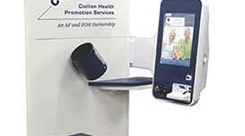 Civilian Health Promotion Services now has new touch screen blood pressure kiosks in several buildings on Wright-Patterson Air Force Base to help make monitoring blood pressure more convenient. (Contributed photo)