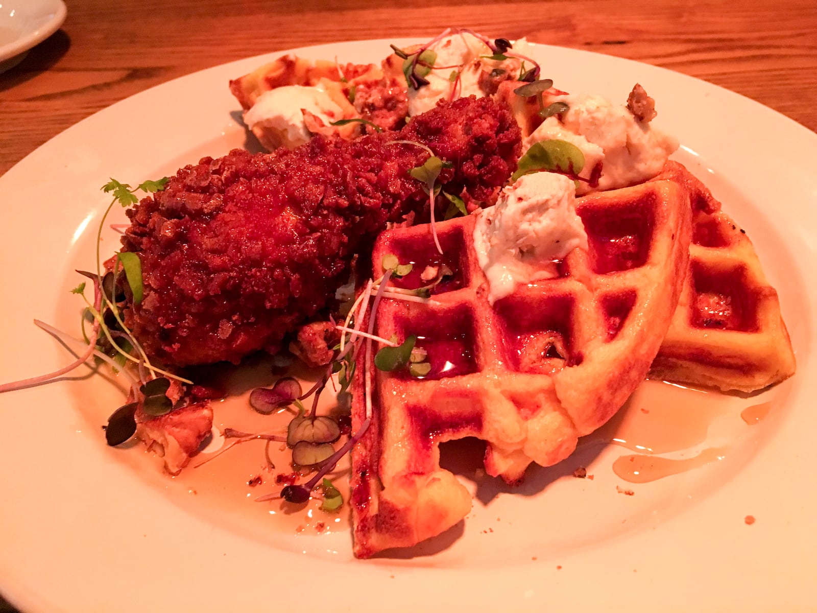 Fried Chicken and Waffles from Mudlick Tap House. ALLEGRA CZERWINSKI / STAFF