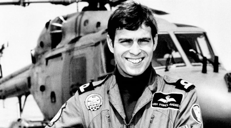 FILE - Prince Andrew, who joins 702 Naval Air Squadron at Portland, Dorset on Sept. 19, 1983. (AP Photo, File)