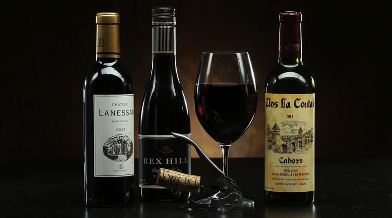 Half sized bottles of wine from Chateau Lanessan, Rex Hill and Clos La Coutale. (Terrence Antonio James/Chicago Tribune/TNS)