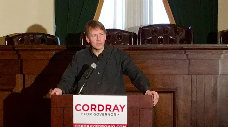Democrat Richard Cordray brought his campaign for governor to the Old Courthouse in Dayton in December. LYNN HULSEY/STAFF