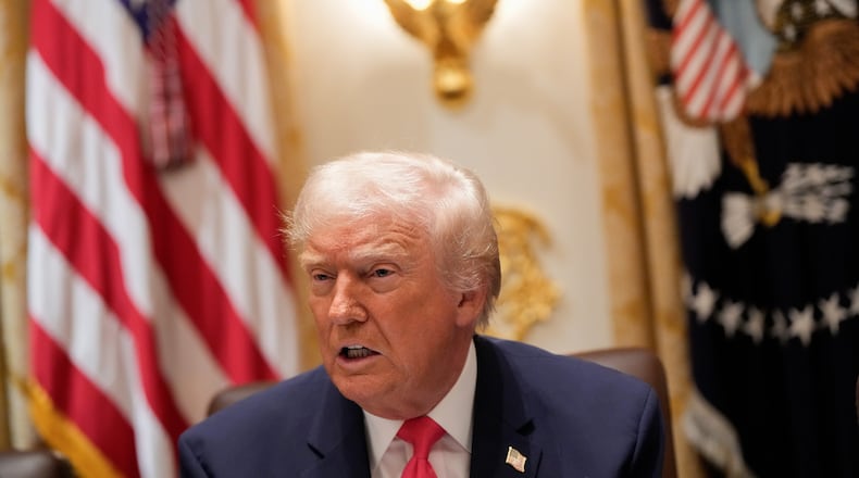 President Donald Trump speaks during a Cabinet meeting at the White House, Tuesday, Dec. 2, 2025, in Washington. (AP Photo/Julia Demaree Nikhinson)