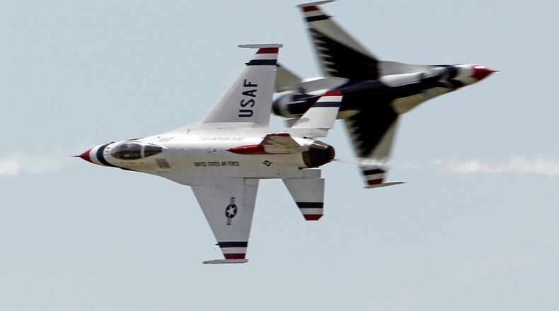 U.S. Air Force Thunderbirds in June 2019 at the Vectren Dayton Air Show. TY GREENLEES / STAFF