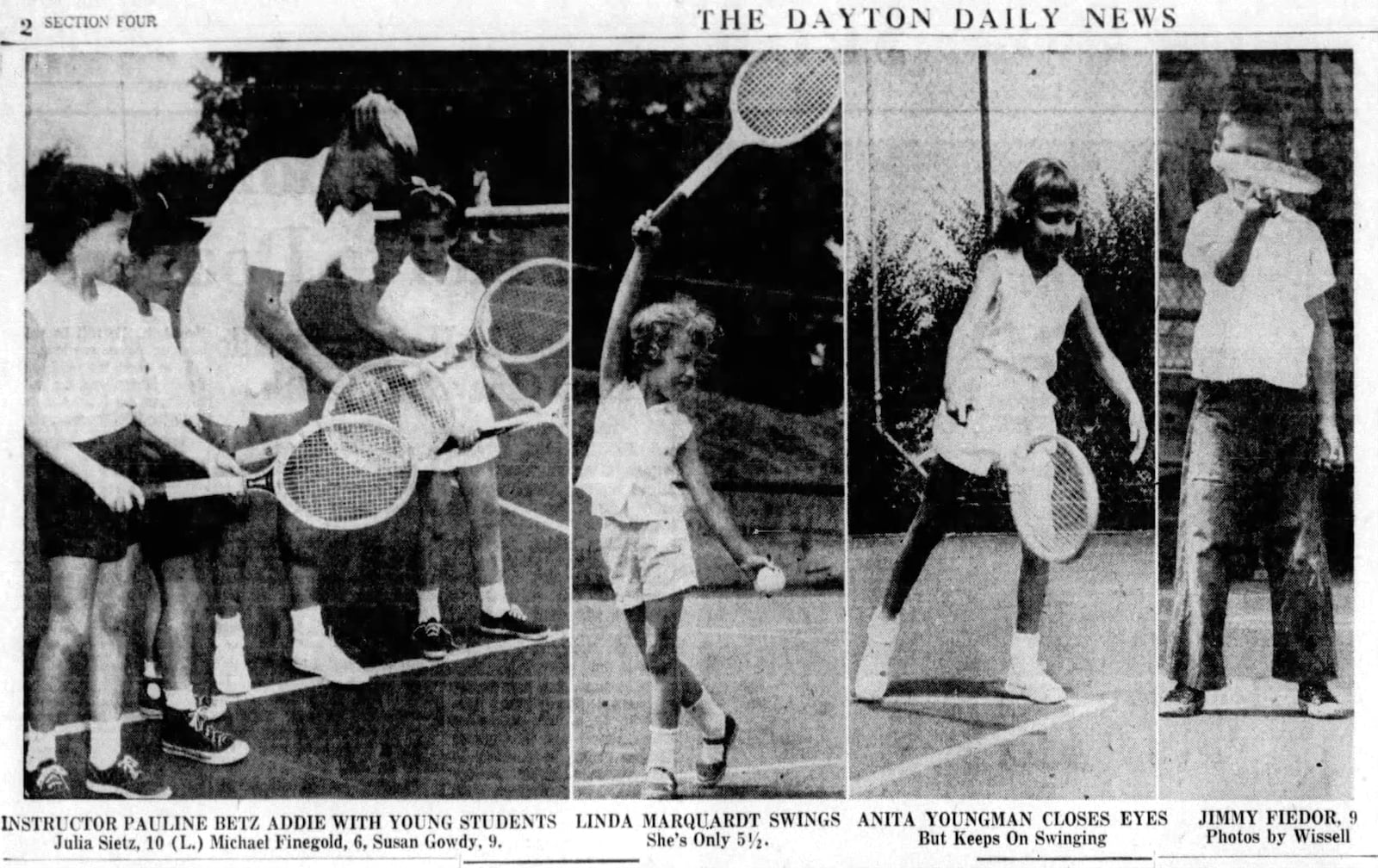 Pauline Betz Addie teaches a tennis clinic in Dayton in 1957. DAYTON DAILY NEWS ARCHIVES