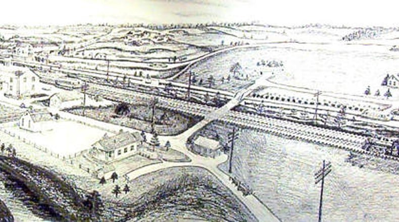 A rendering of the village of Tadmor at about the year 1897. Courtesy of Vandalia-Butler Historical Society. CONTRIBUTED.