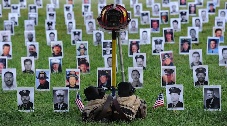 The Dayton Fire Department Training Center held a special 9/11 tribute Friday Sept. 10, 2021. The special event included firefighter recruit class 2021-A and photos of the 343 firefighters lost saving lives on 9/11. MARSHALL GORBY\STAFF