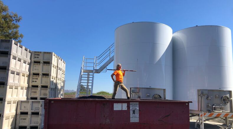 Sommelier Lauren Gay completed a "cellar internship" in Napa, California, in 2020, sorting grapes and managing fermentation for a winery. "It was a great way to learn a different level of the wine industry." Contributed photos