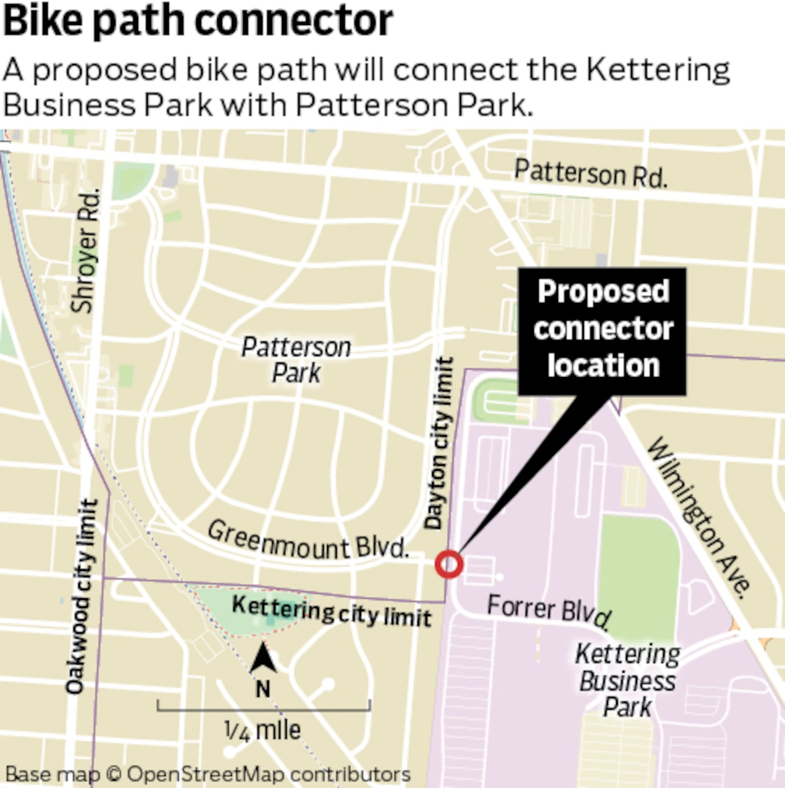 The city of Kettering is planning on constructing a new pedestrian and bike path from between Greenmount Boulevard in the city of Dayton to the back of the Kettering Business Park. MARK FREISTEDT/STAFF
