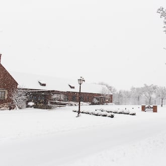 Snow covers Lahm Circle in front of the Wright-Patt Club on Jan. 22 at Wright-Patterson Air Force Base. Air Force photo by Christopher Warner