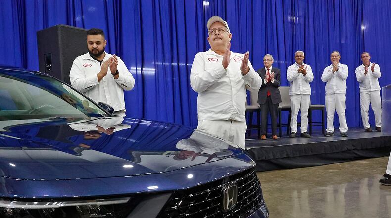 The Honda Marysville plant held an unveiling ceremony for their 2023 Honda Accord Thursday, Jan. 5, 2023. The new model marks the 40th year that the plant has been producing the Accord. Governor Mike DeWine was on hand for the unveiling. BILL LACKEY/STAFF