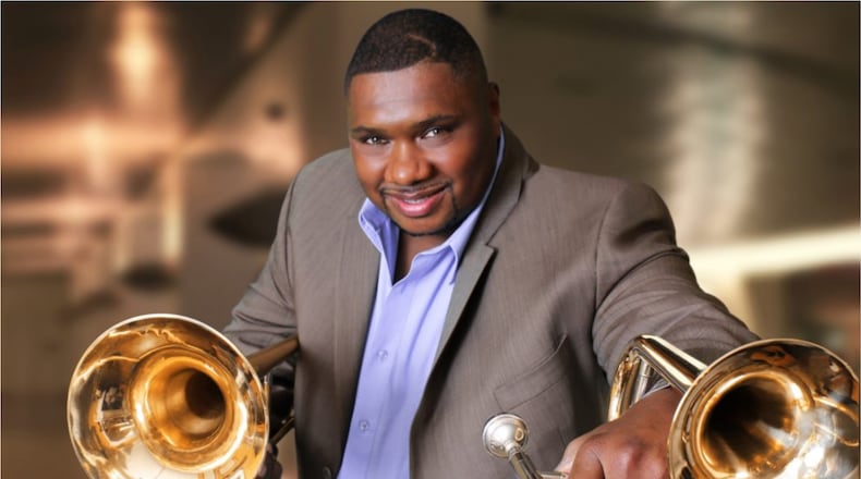 Trombonist Wycliffe Gordon, who discovered jazz through a family member’s Columbia Records compilation, joins the University of Dayton Faculty Jazztet for a Cityfolk Jazznet Legacy Concert in UD’s Sears Recital Hall on Wednesday, March 22. CONTRIBUTED