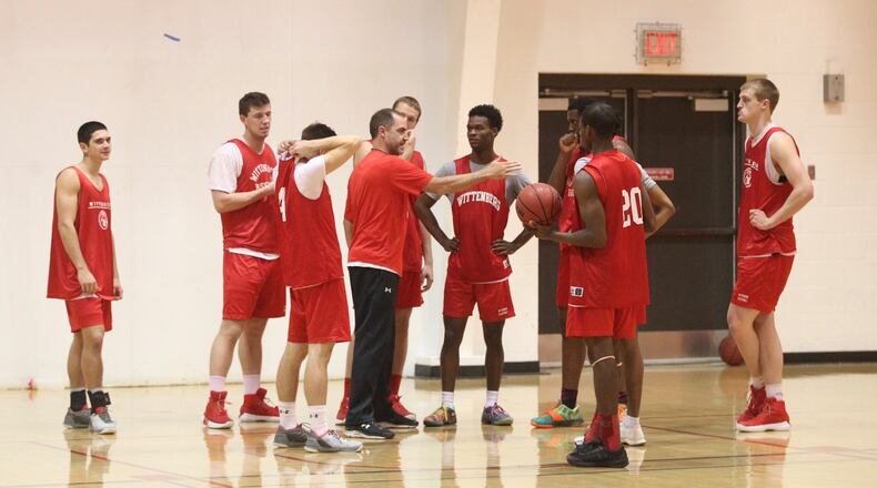 Wittenberg coach Matt Croci talks at practice on Tuesday, Nov. 8, 2017, at Pam Evans Smith Arena in Springfield. David Jablonski/Staff