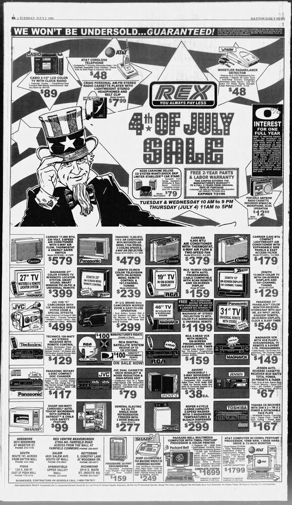 Fourth of July advertisement pages