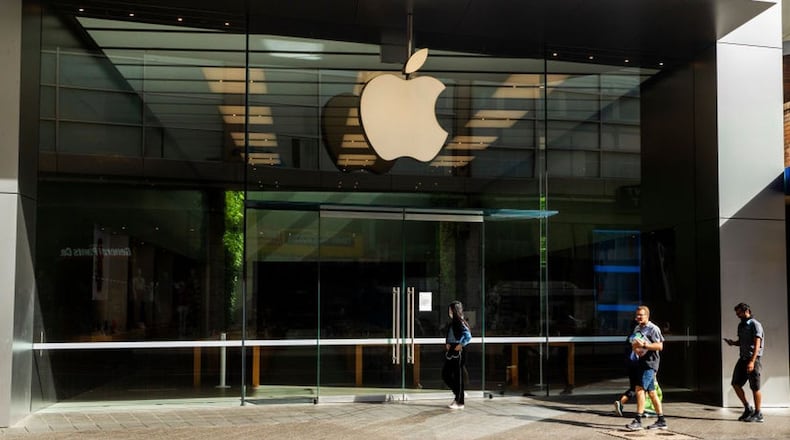 FILE PHOTO: Officials with technology giant Apple announced the release Friday of a new screening tool and resources in the form of an app and a website to help people protect themselves amid the COVID-19 pandemic. (Jenny Evans/Getty Images)
