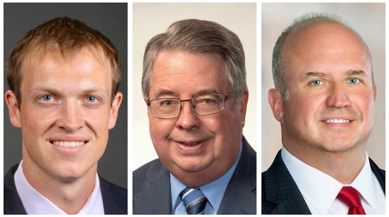 Three candidates are running for two spots on Miami Twp. Board of Trustees. They are (left to right) Drew Barry, Bob Matthews and Terry Posey Jr.