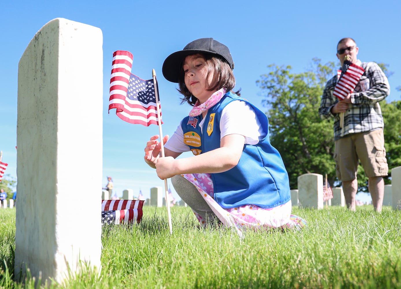 Memorial Day flag placement ceremony Dayton National Cemetery