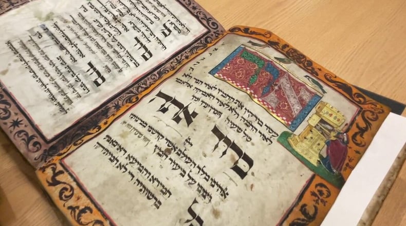 One of the prized possessions of the Klau Library at Hebrew Union College is this Haggadah, an illustrated Passover prayer book created in the 15th century in Heidelberg, Germany. Photo by Ray Pfeffer