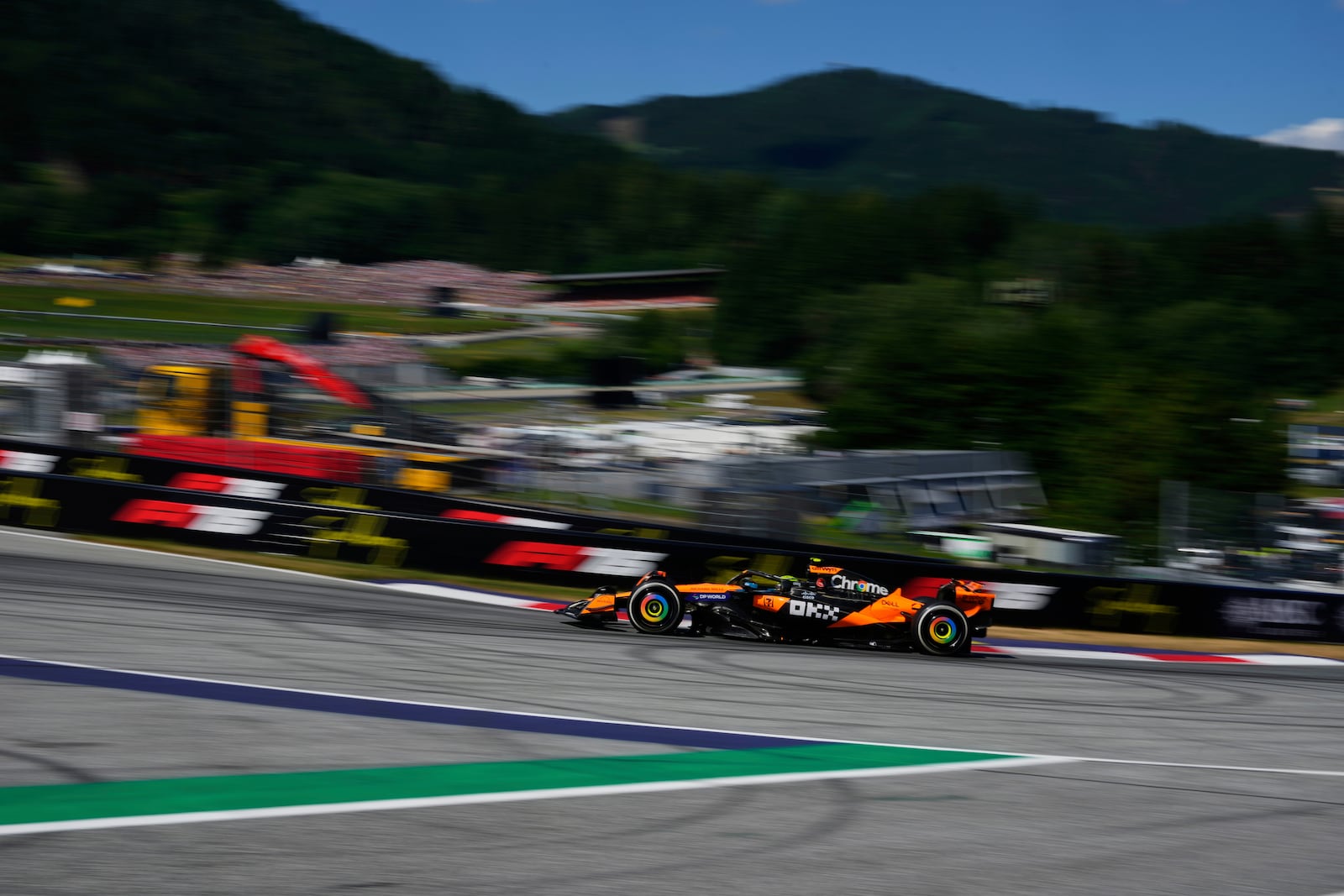 McLaren driver Lando Norris of Britain in action during the Austrian Formula One Grand Prix in Spielberg, Austria, Sunday, June 29, 2025. (AP Photo/Darko Bandic)
