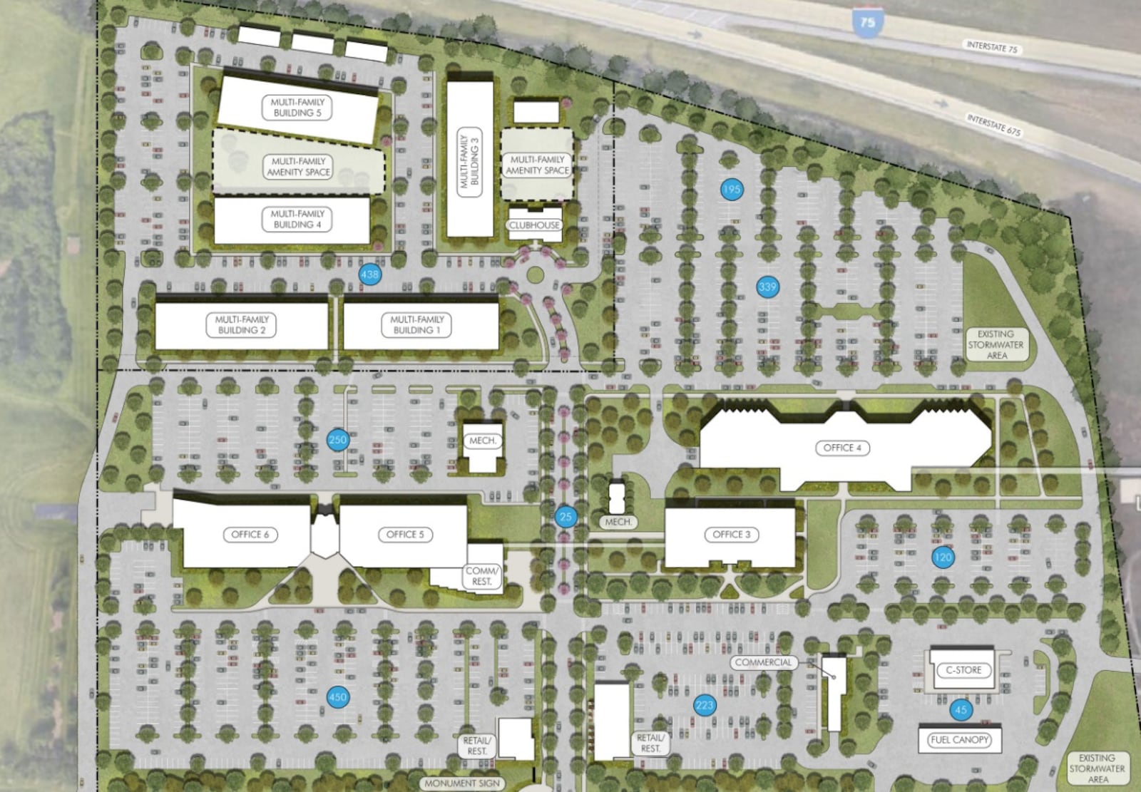 The conceptual site plan for "the Pike," which is the rebranded LexisNexis site in Miami Twp. CONTRIBUTED