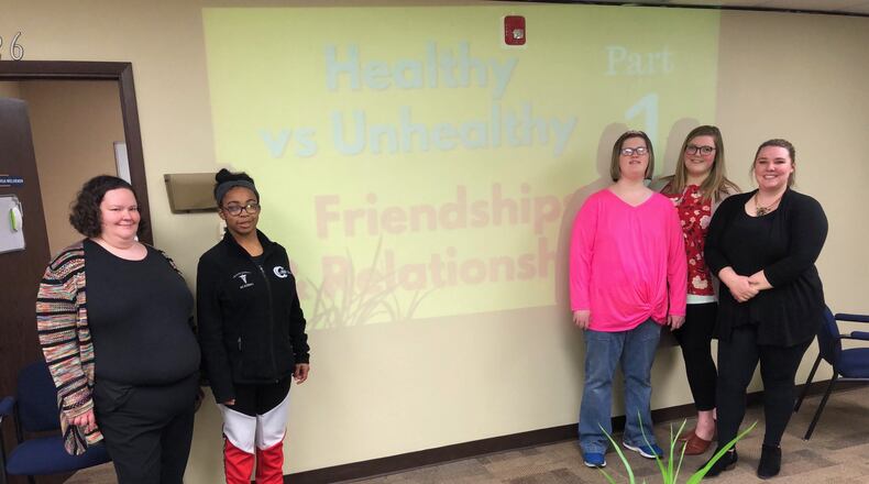 Colleen Mercuri-Johnson from Hope Tree Consulting LLC presented: “Relationships, Friendships & Dating: A Parent’s Survival Guide” at the Greene County SALT session on Thursday, Feb. 20. (From left to right: Kelly Weed, SSA with Greene County, Kaili Keith-Norris, Jazmin Keith-Norris, Amanda Mueller, SSA, and Carrie Keller, SSA)