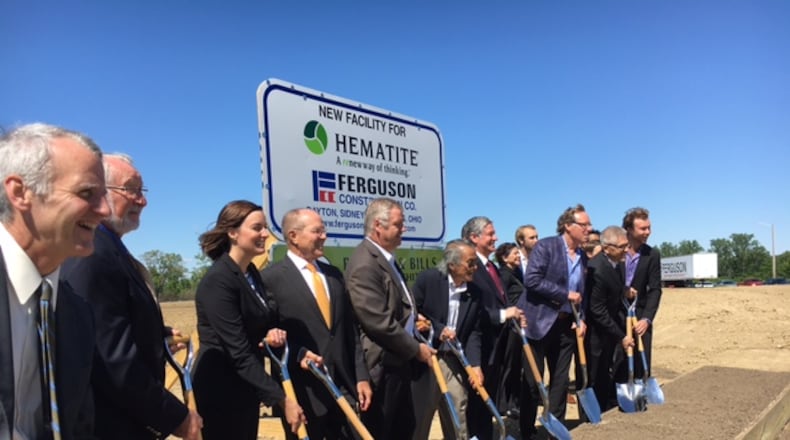 Public officials and leaders of auto parts manufacturer Hematite “break ground” on Hematite’s 106,000-square-foot facility off Lau Parkway in Englewood in June 2017. A hundred people will work at the $18 million plant. Pinnacle Capital Partners helped finance that project and is helping to bring another Canadian company, MSW Plastics, to Vandalia. THOMAS GNAU/STAFF