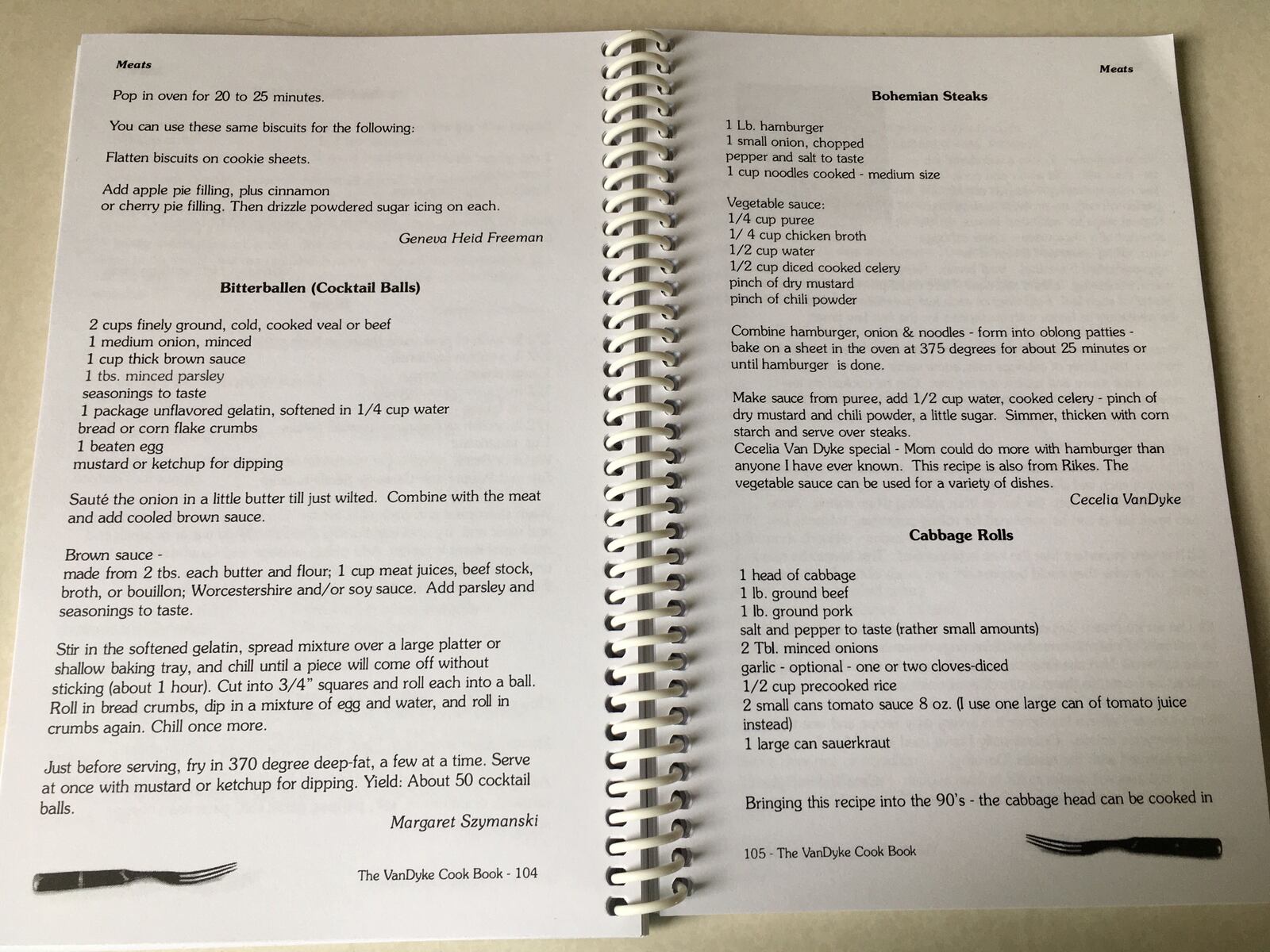 The 176-page cookbook is a trove of family recipes compiled by the VanDyke siblings and cousins. It begins with first-hand accounts of Frysinger’s grandparents, her father and aunts and uncles arriving to the United States at Ellis Island.