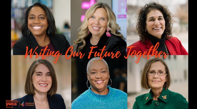 Six Women have been chosen as YWCA Dayton Women of Influence 2026. Left to Right top row - Myla Cardona Jones, executive director, Kettering Backpack Program and CEO, Brunner Literacy Center, Heather Salazar, president and CEO, Pink Ribbon Good; Lisa Wagner, executive director Levitt Pavilion
Front Row: Robyn Lightcap, executive director, Preschool Promise; Debbie Blunden Diggs, CEO and artistic director, Dayton Contemporary Dance Compan; Vickie Edwards Gianbrone, partner, CBD Advisors - Betsy Whitney Lifetime Achievement Winner