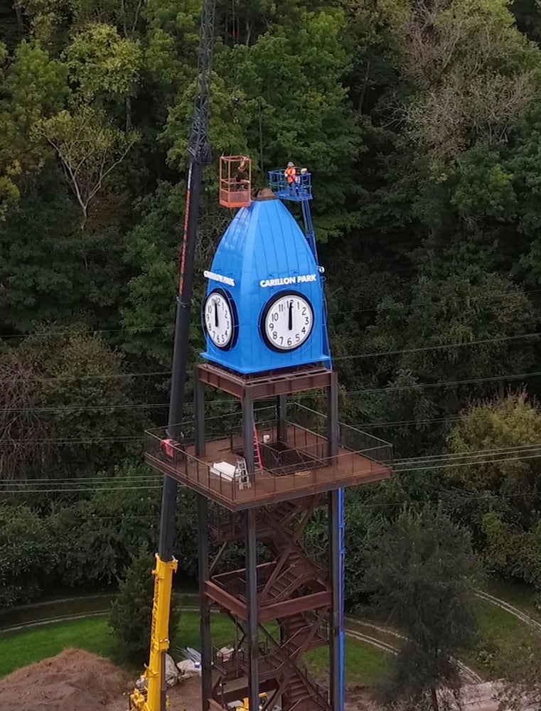 Iconic Dayton clock visible from I-75 again