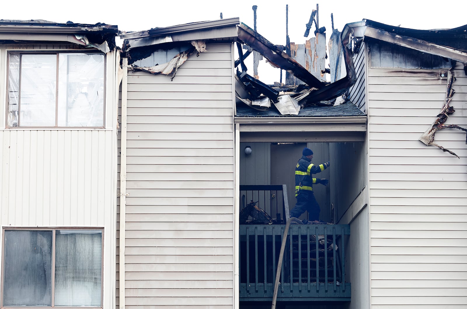 Fire at Meadows of Catalpa in Harrison Township, Friday morning, Feb. 7, 2025. MARSHALL GORBY\STAFF