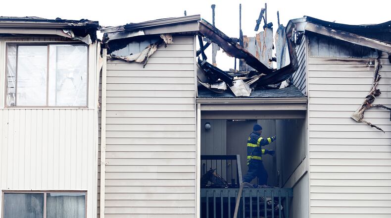 Fire at Meadows of Catalpa in Harrison Township, Friday morning, Feb. 7, 2025. MARSHALL GORBY\STAFF