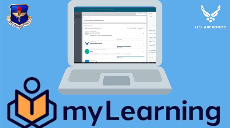 Airmen and Guardians can access the Air Education and Training Command’s “myLearning” digital platform on the Air Force Portal beginning March 18. Users are advised they should complete all training coursework in ADLS no later than March 10. The ADLS website will be inaccessible to users March 26. U.S. AIR FORCE GRAPHIC/DAN HAWKINS