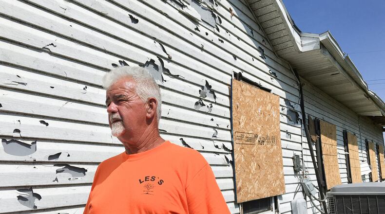 Les Vaughn of Harrison Twp. has not registered for FEMA. Despite not knowing for sure, Vaughn believes insurance will cover all the costs of repairing his damaged house and rebuilding three garages he lost during Memorial Day tornadoes. “If I don’t need it … I don’t ask for it,” he said. CHRIS STEWART / STAFF