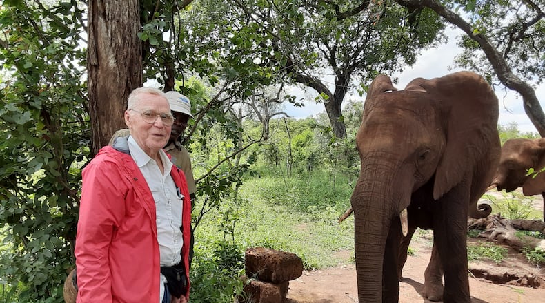 Allen Johnson at an elephant camp during a visit to Africa. CONTRIBUTED