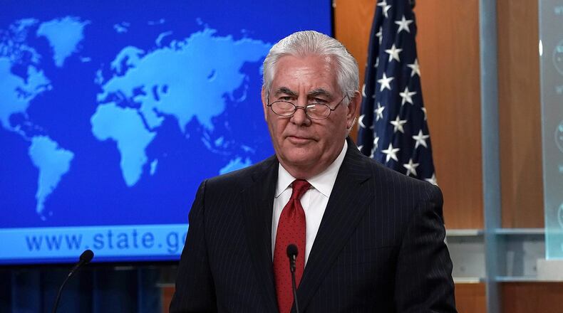 WASHINGTON, DC - MARCH 13: Outgoing U.S. Secretary of State Rex Tillerson makes a statement on his departure from the State Department March 13, 2018 at the State Department in Washington, DC. President Donald Trump has nominated CIA Director Mike Pompeo to replace Tillerson to be the next Secretary of State. (Photo by Alex Wong/Getty Images) *** BESTPIX ***