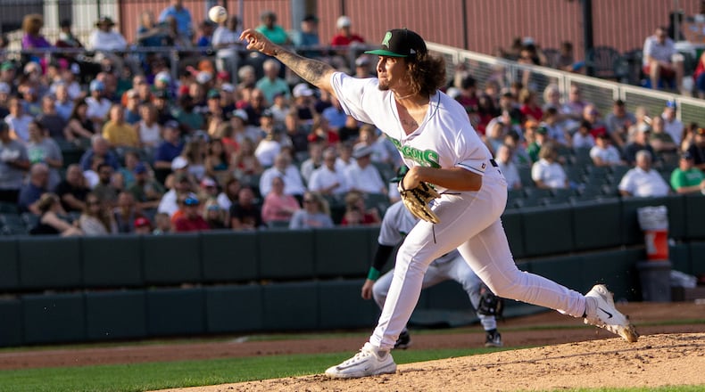 Dragons starter Jose Acuna allowed a season-high five earned runs Thursday in an 11-2 loss to Wisconsin at Day Air Ballpark. Jeff Gilbert/CONTRIBUTED